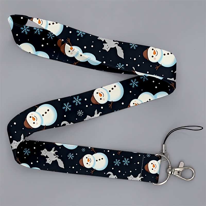 TEMU 2d Snowman Fox & Snowflake Print Lanyard With Phone & Id Card Holder - Unisex For Suitable For, Office, College, Daily Use - Phone Strap & Id