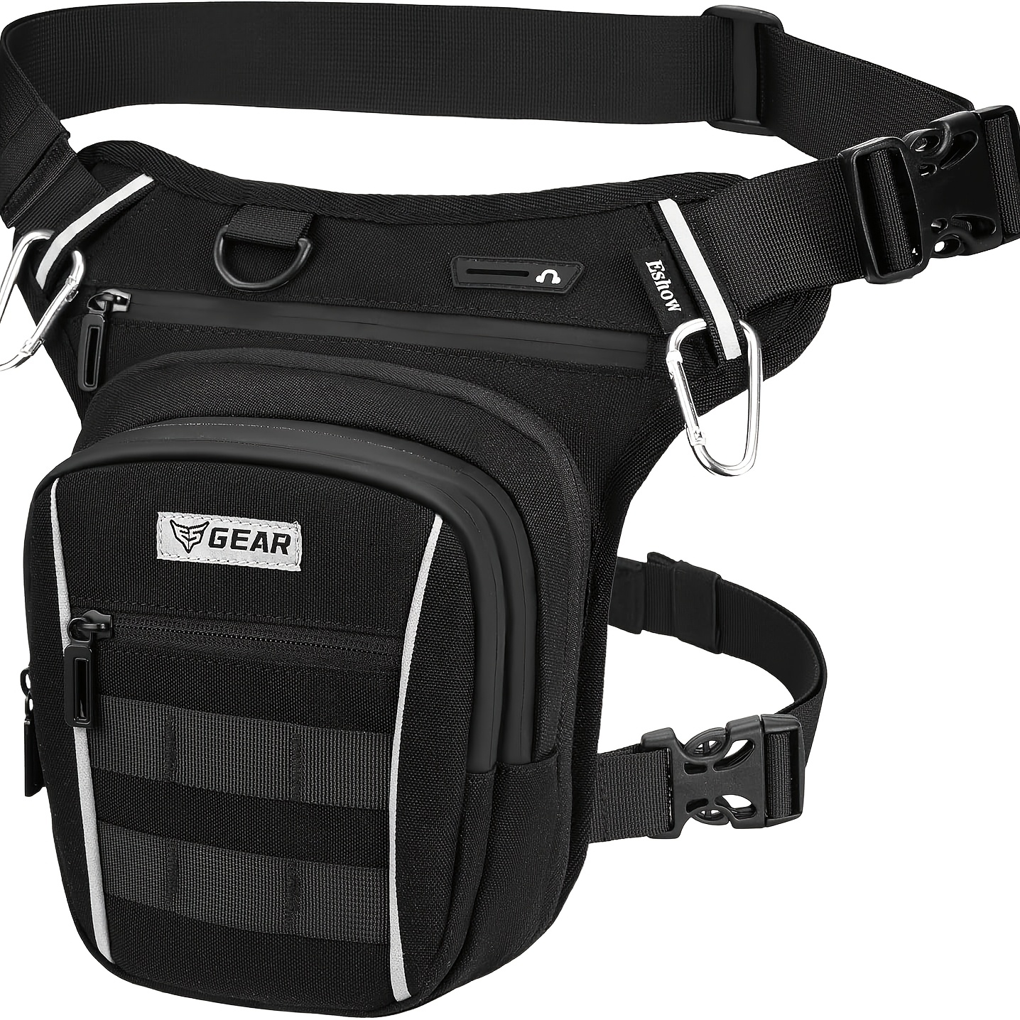 Image of Eshow Motorcycle Leg Bag, Men's/women's Leg Bag, Expandable Thigh Bag, Waist Bag, Crossbody Bag, Equipped With Adjustable Leg Strap, 2 Hiking/cycling Hooks, Can Hold Tools, Tool Bag, Local Warehouse
