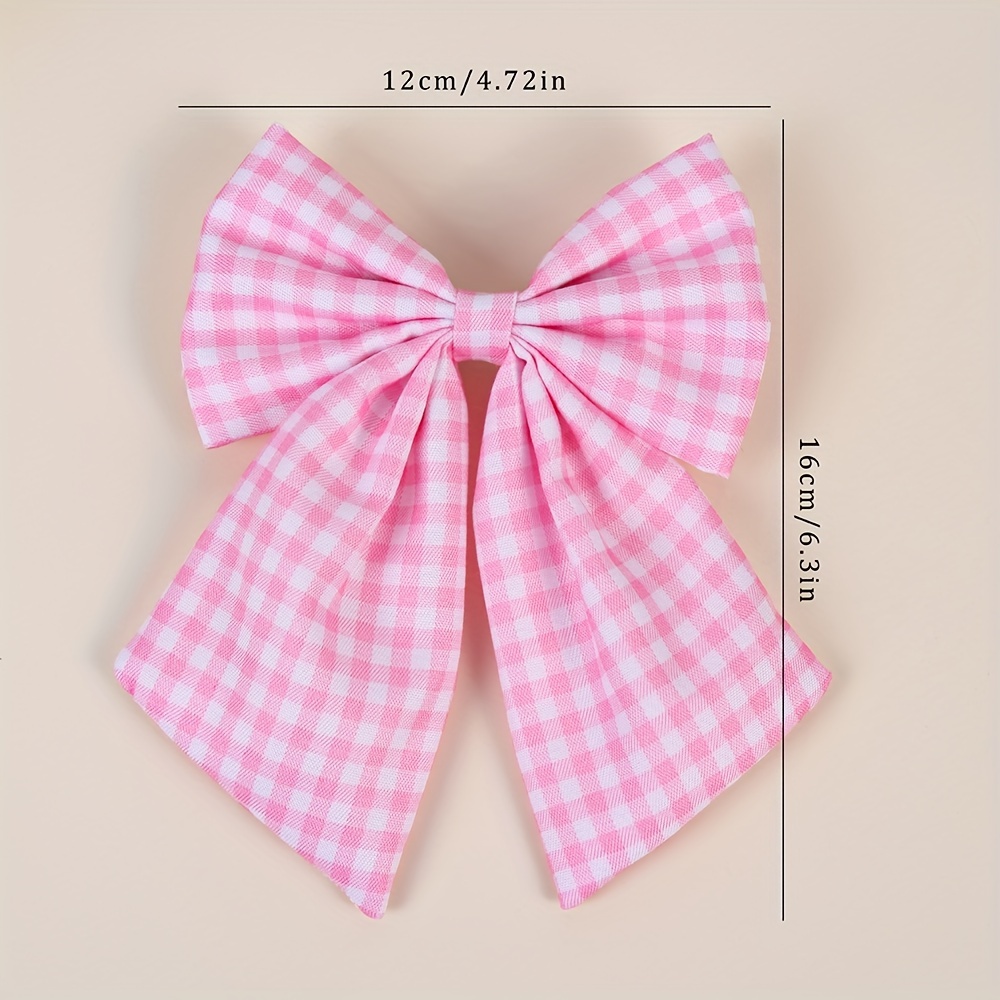 Large Tartan Bow Hair Clip For Teens, Polyester Elegant Hair Barrette With Long Tails, Daily & Casual Hair Accessory, 1 Pc