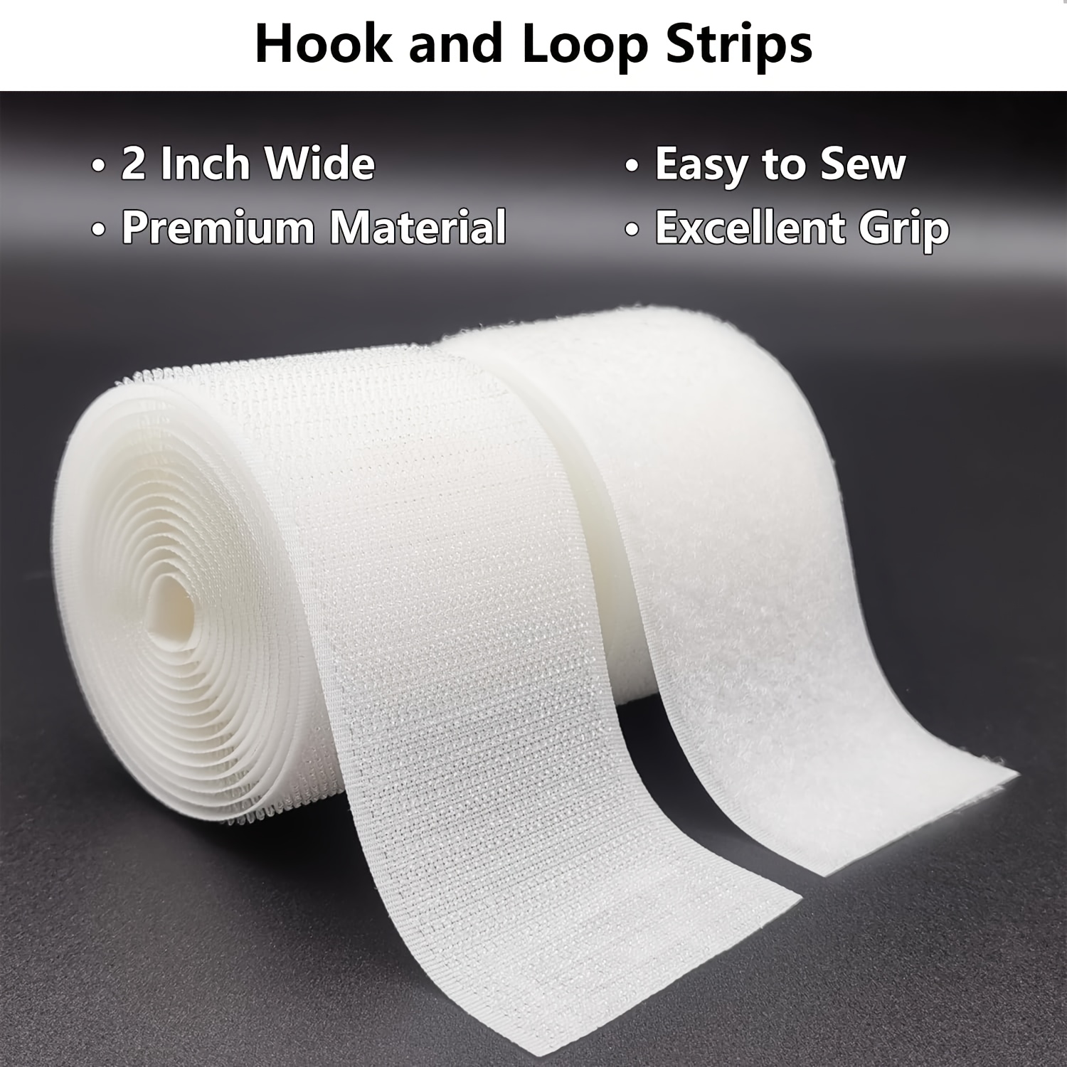 TEMU Easy-sew 2" X 13ft Hook And Loop Tape - , Non-adhesive Interlocking Strips For Clothing, Crafts & Diy Projects -