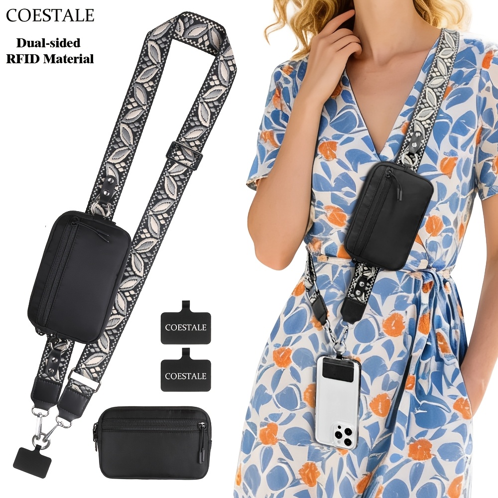 TEMU Coestale - Women's Crossbody Bag, Adjustable And Multifunctional, With Phone Strap, Zippered Phone Wallet, Rfid Anti-theft Wallet, Compatible