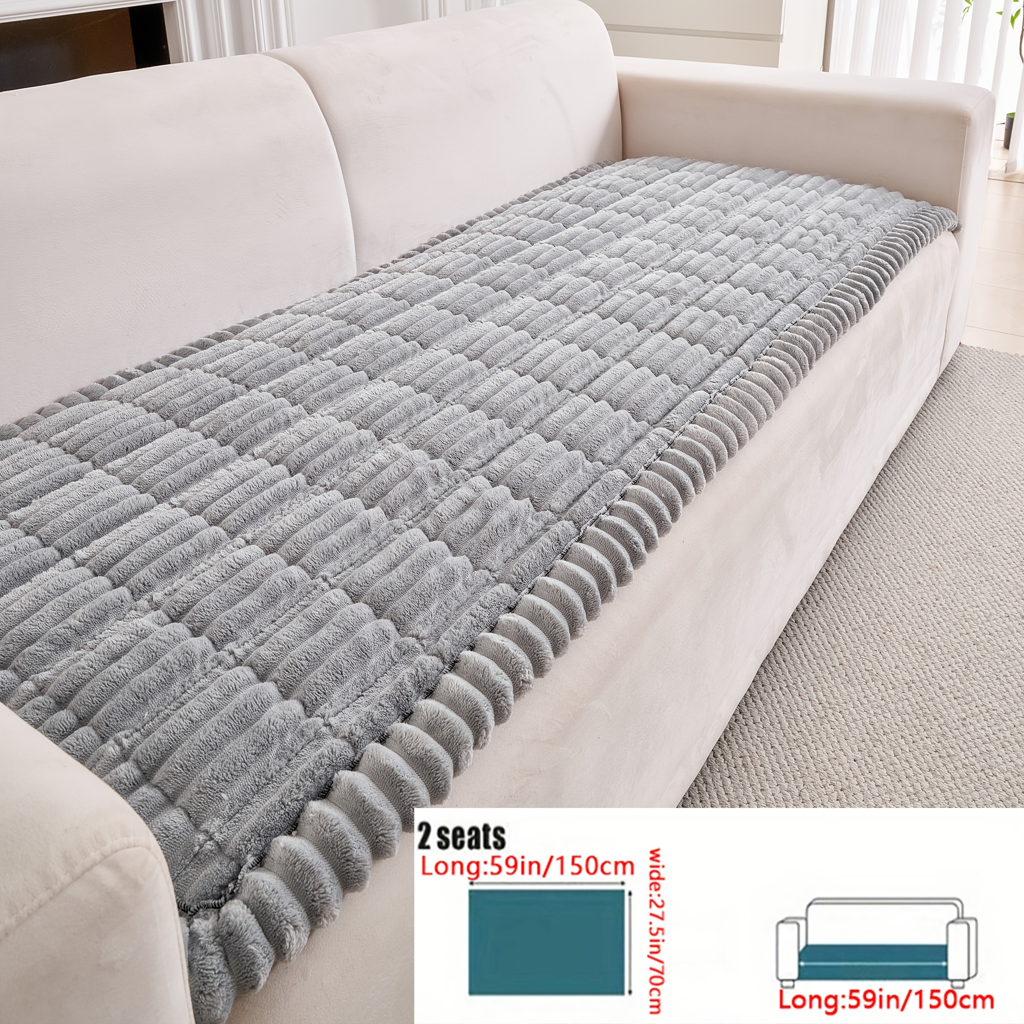 TEMU Single Piece Of Classic Thickened Flannel Sofa Cover That Prevents Slipping | Pet-friendly, Washable In A Machine, Features A Quilted Design,