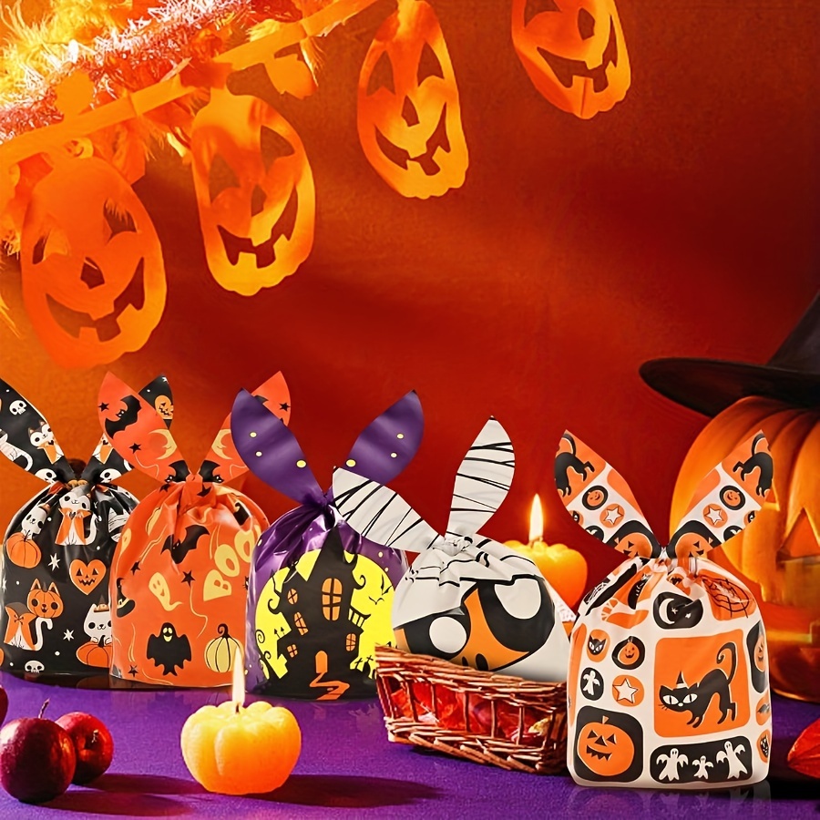 100 sacs cadeaux d'Halloween, 6 styles, adaptés aux fêtes et rassemblements de vacances.