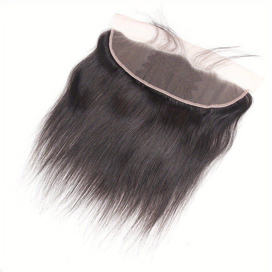 TEMU 13x4 Lace Front Closure 12 Inch To 20 Inch Ear To Ear, Pre-plucked, Human Hair Extension, Natural Black #1b, Long-lasting And Versatile