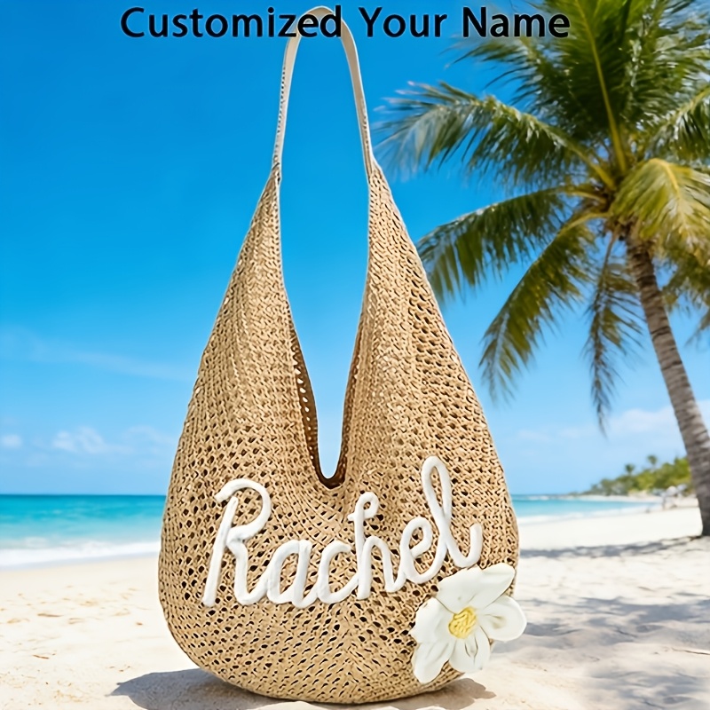 TEMU Borsa Personalizzata con il Tuo Borsa da Spalla Stile al Mare Borsa ed Estate Borsa Tote Borsa Intrecciata Portatile Grande Capacit� Multicolore