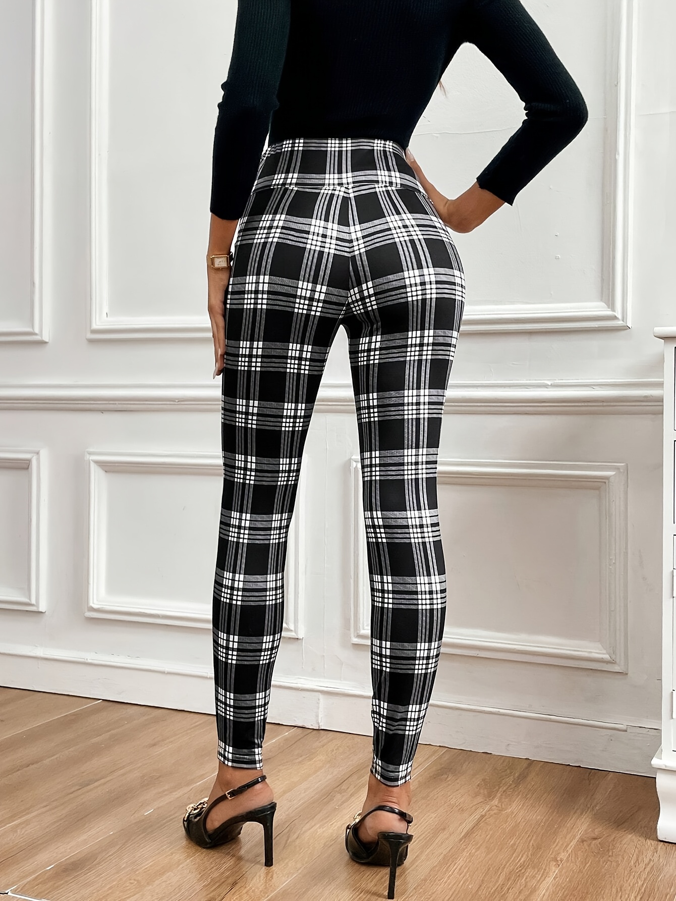 Checkered Pants Outfit Business Casual Womens Checkered Leggings