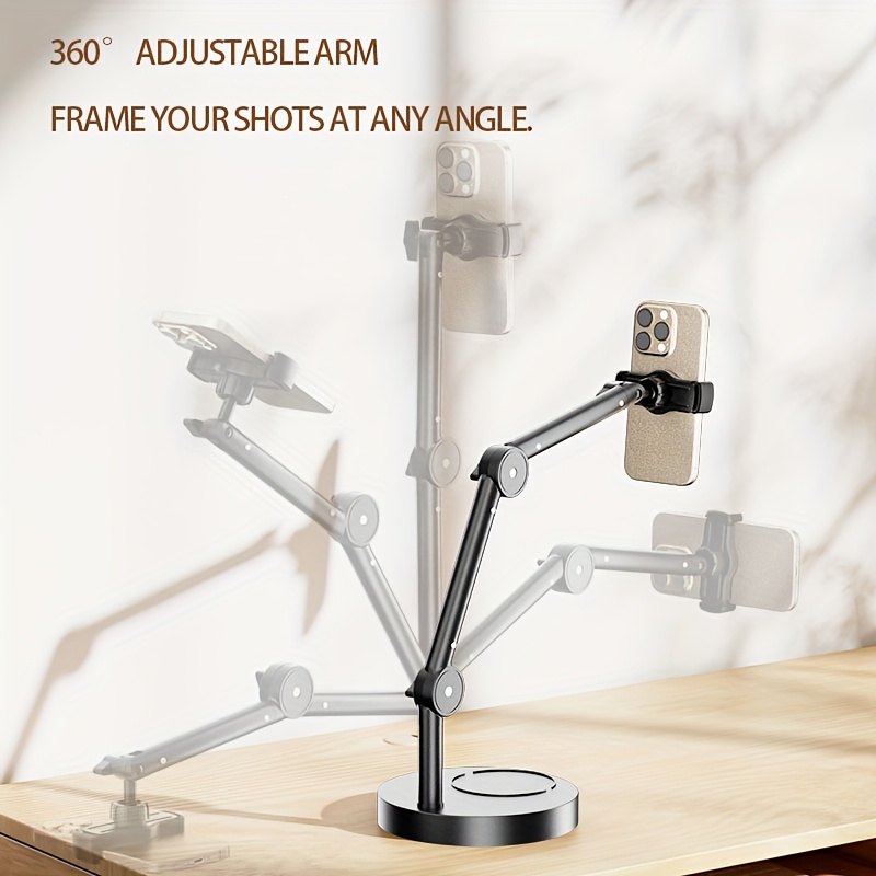 Top Shot Mobile Phone Holder, Desktop Mobile Phone Holder, Mobile Phone Shooting Bracket, 360 Degree Adjustment, Suitable for Live Broadcasting and Video Recording