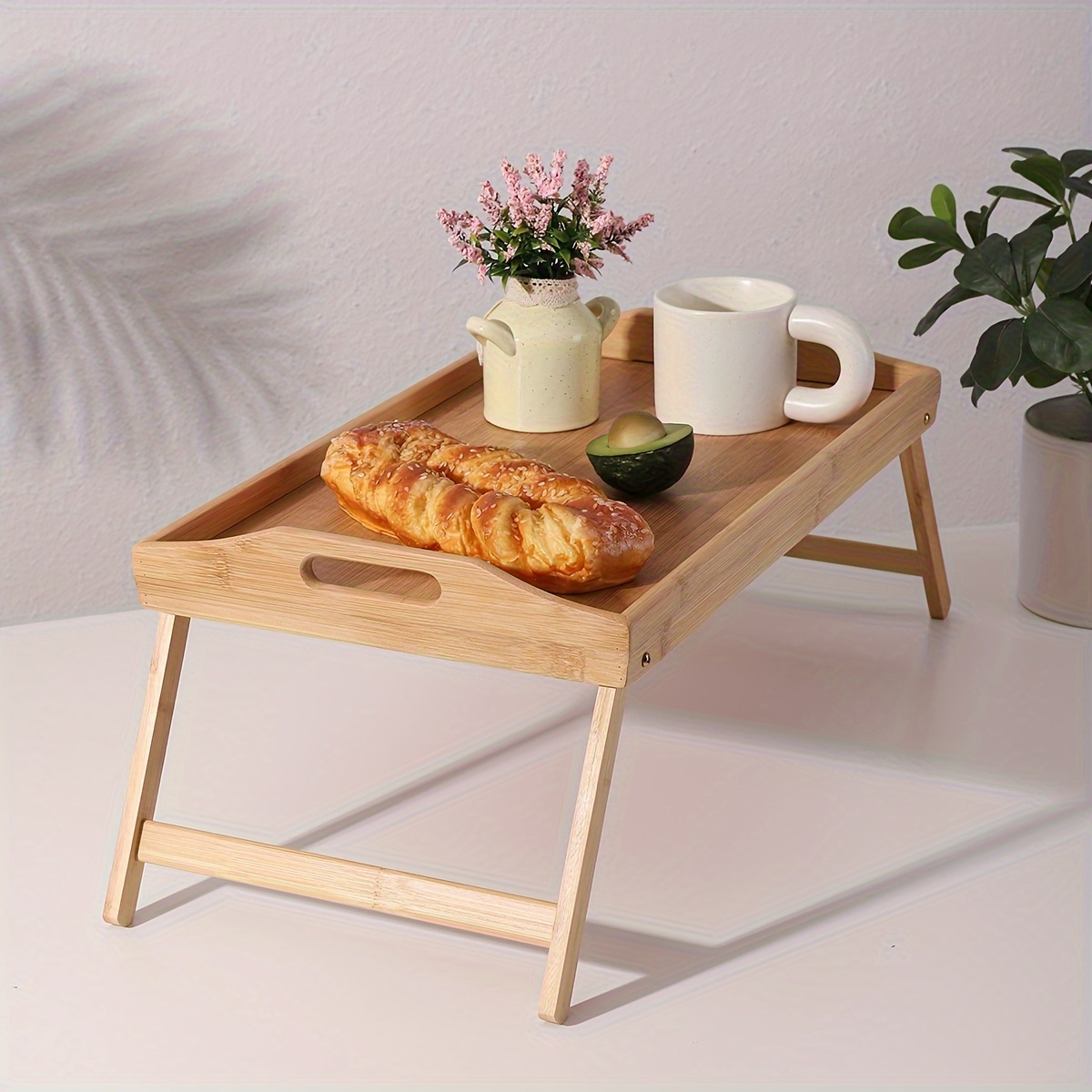 

Versatile Bamboo Folding Tray Table With Handle - Perfect For Bed, Picnic, Or Computer Use
