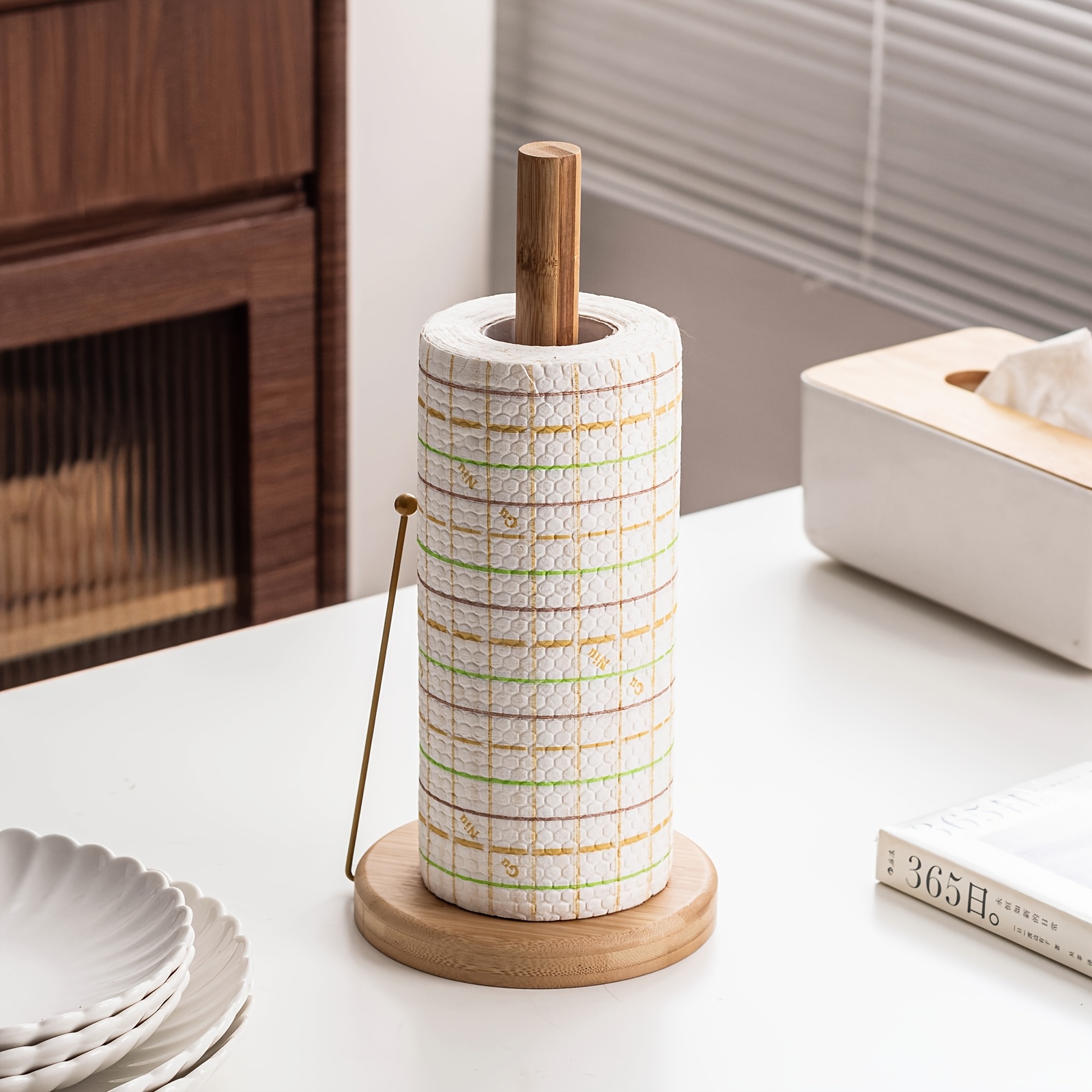 vertical tissue holder kitchen paper towel rack cloth holder cling film rack storage stand storage column upright roll paper holder home use kitchen use Product details 0