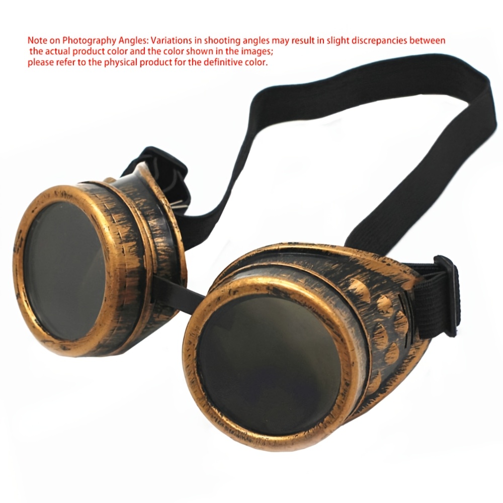 E-shop Vintage Steampunk-Schutzbrille für Erwachsene – Vollrand-Rundgestell mit Zahnrädern & geeignet für Cosplay, verrücktes Wissenschaftler-Kostüm,