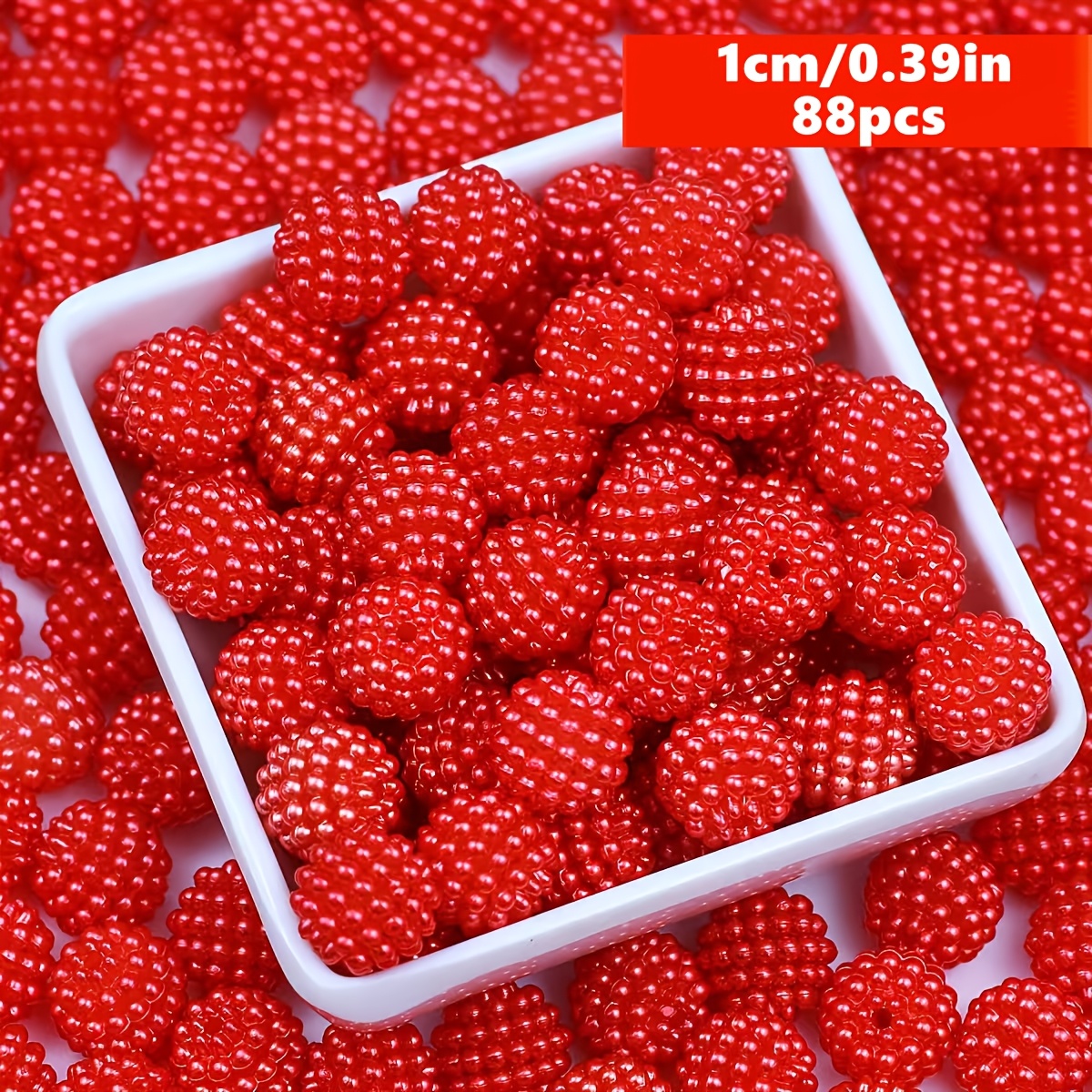 TEMU Perles rondes perforées 10 mm, 88 pièces, perles boules rouges, assortiment de perles et de perles, perles et libres pour la fabrication de