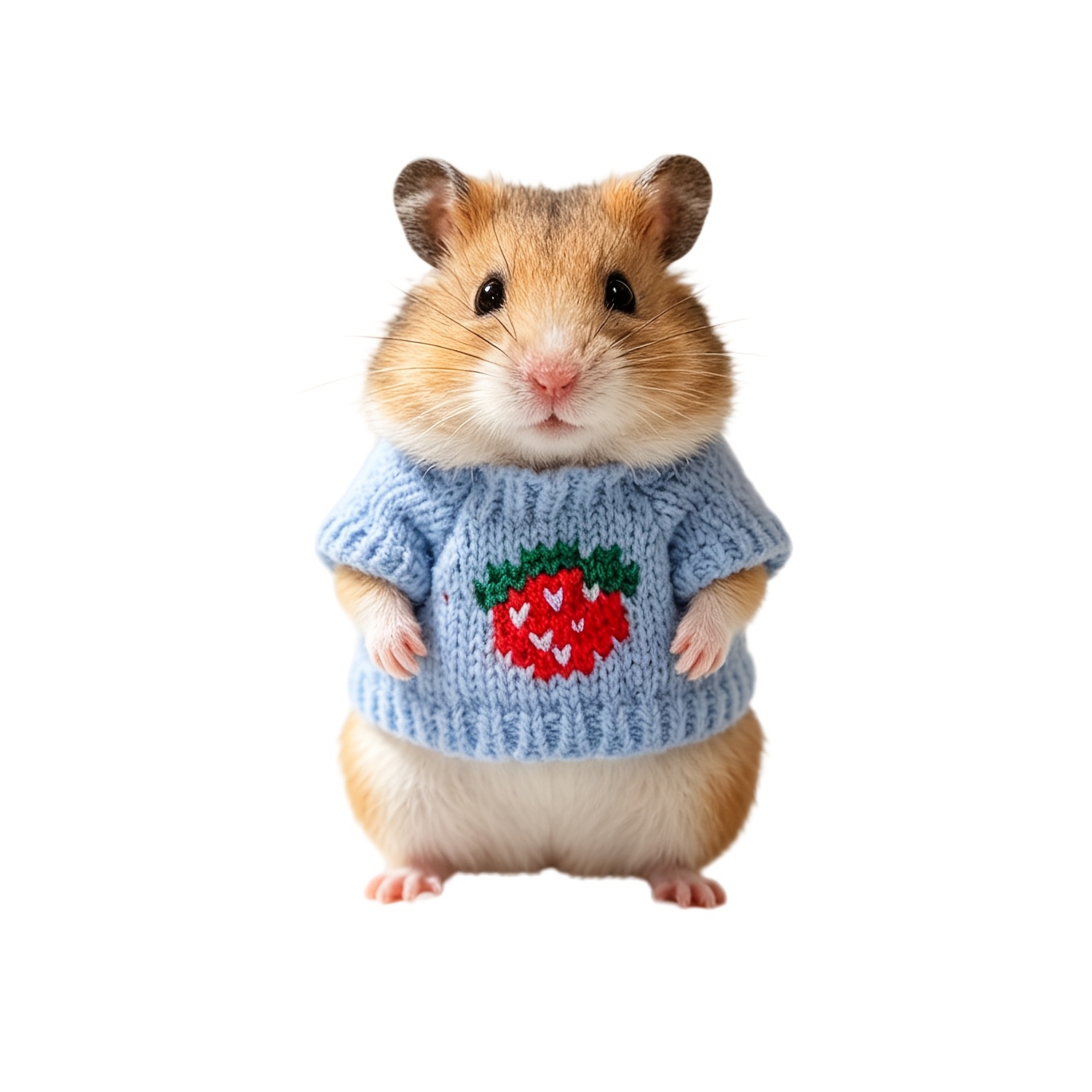 4pcs Mini Knitted Hamster Sweater, Strawberry Pattern