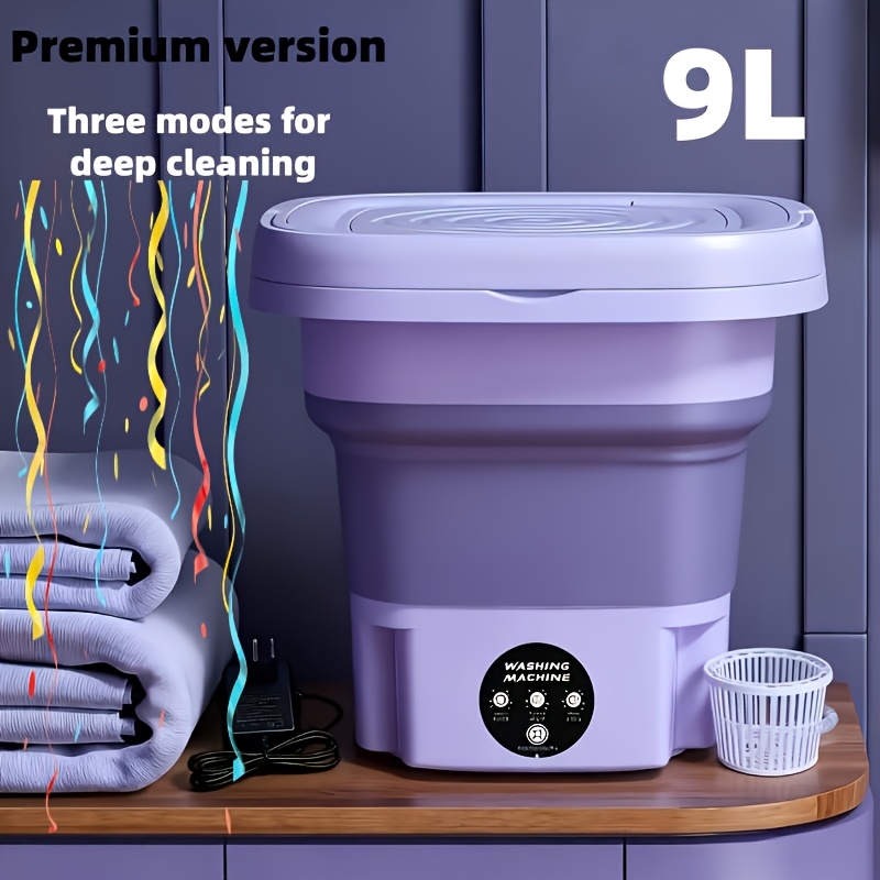 item picture portable foldable laundry washing machine 2 38gal   washer for dorm   office suitable for baby clothes lingerie socks   blue light function noise minimization