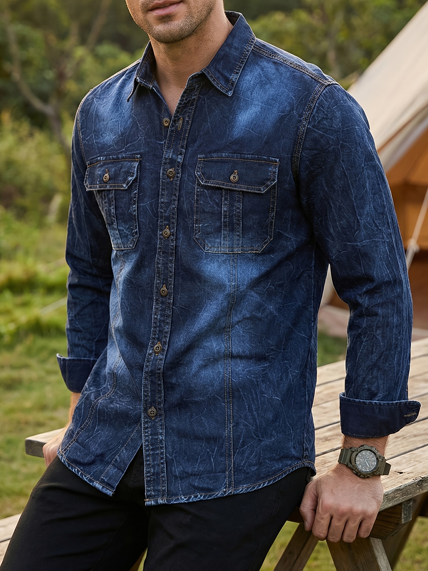 denim casual dress for men shirts sold on Temu United States Style:DIY Beaded Bodice Tea-Length Wedding winter party dresses Dress code casual shirt