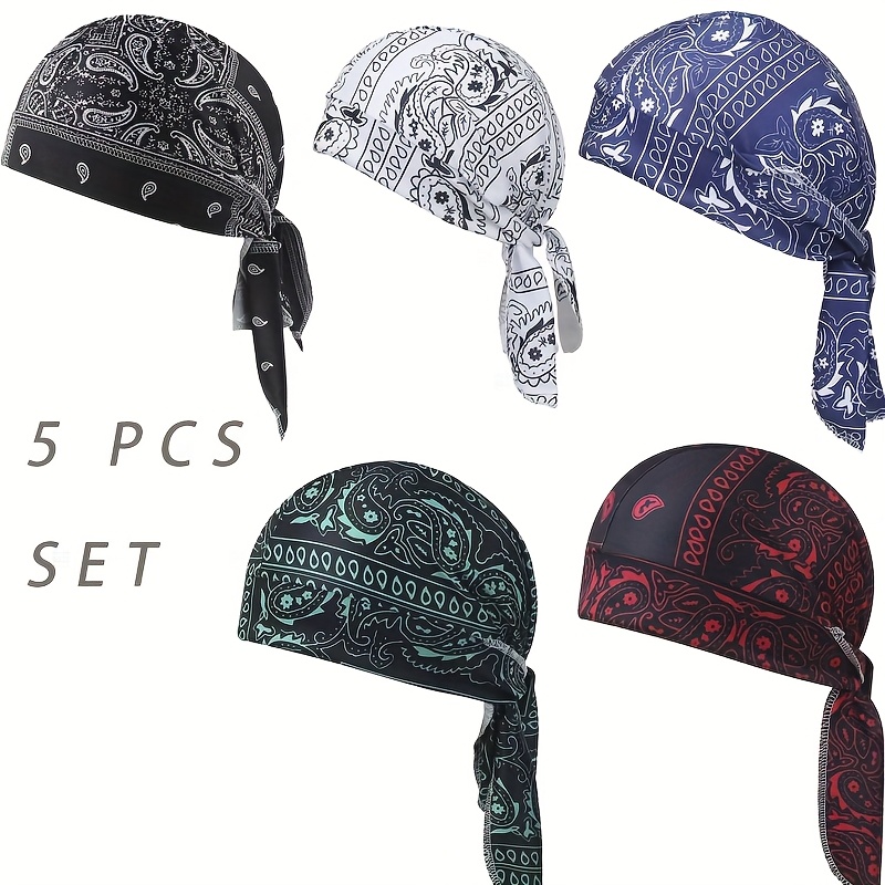 TEMU 5pcs Set Headscarf - Cooling Hood, Safety Helmet Liner - Motorcycle Pirate Turban