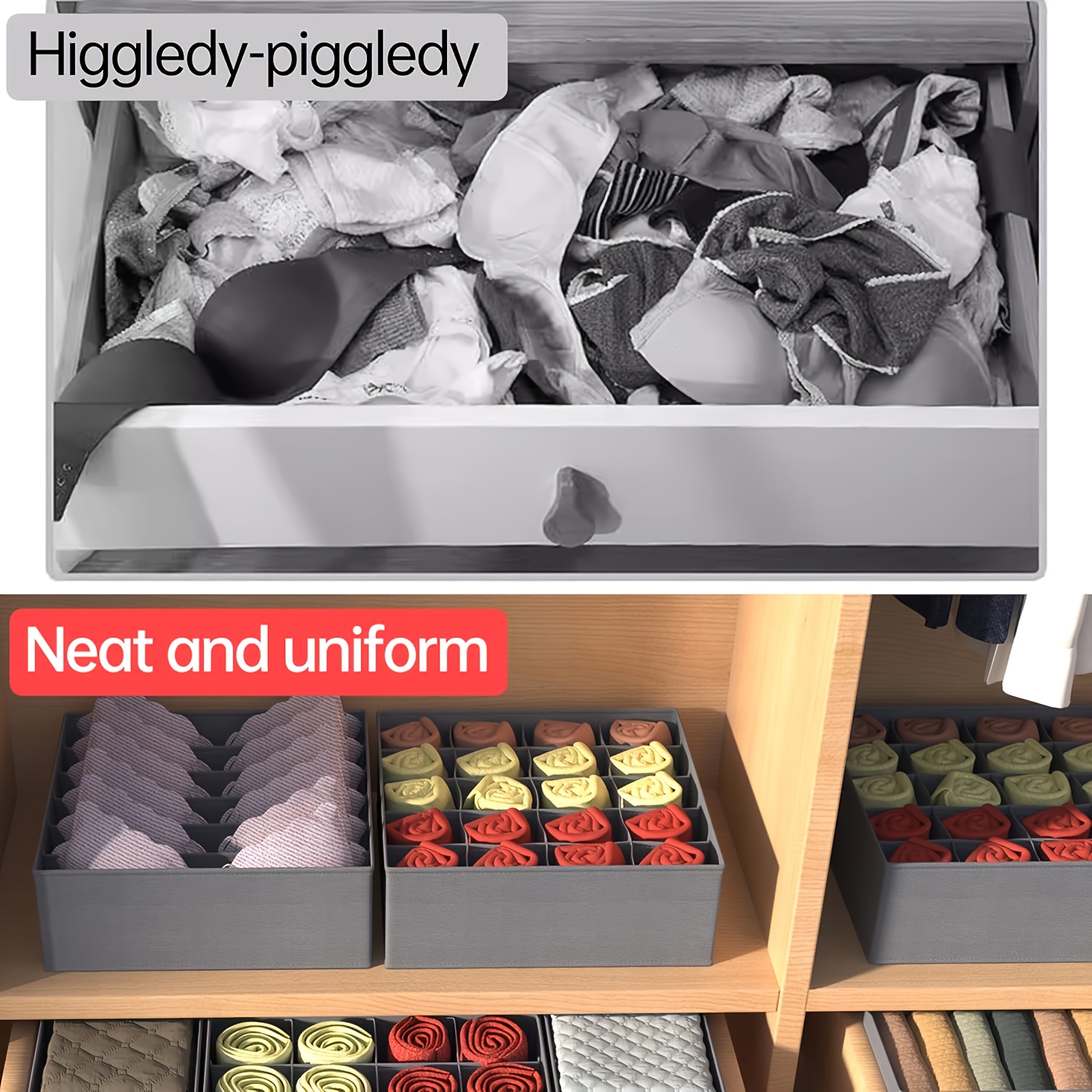 16pcs Multi-Compartment Fabric Drawer Organizer Set