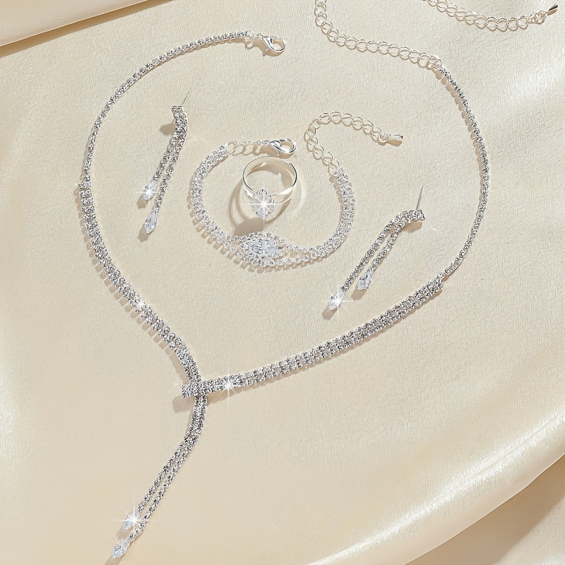 TEMU Elegante Set di Orecchini a e Collana con Strass Scintillanti - per Feste e Compleanni, Regalo per Speciali, Gioielli per Compleanni | Orecchini