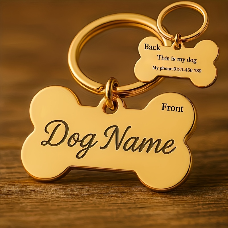 TEMU 1pc Custom Minimalist Dog Bone Keychain Pendant, Engraved Date Phone Number Anti-lost Tag, Durable Gift For Pet Lovers, For Dog Owners
