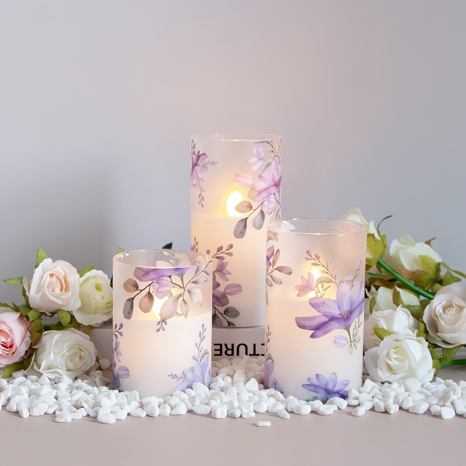 3-pack Rookloze Elektronische LED Bloemkaarsen met Afstandsbediening en Timer voor 2/4/6/8 Uur, Flikkerend Vlammeffect