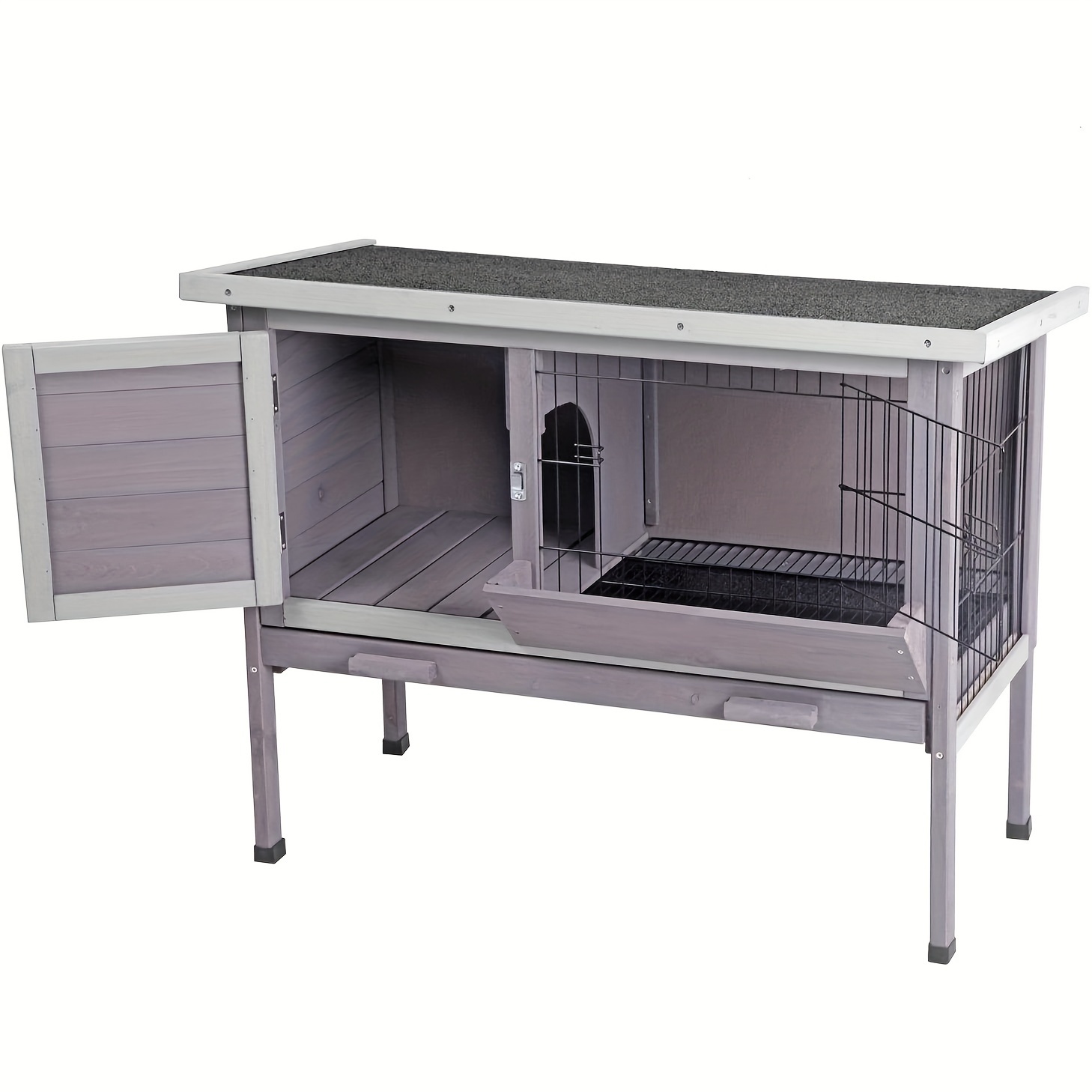 

Aivituvin Outdoor Rabbit Hutch, Wooden Bunny Cages Indoor With Deeper Leakproof Tray - Upgrade With Metal Wire Pan