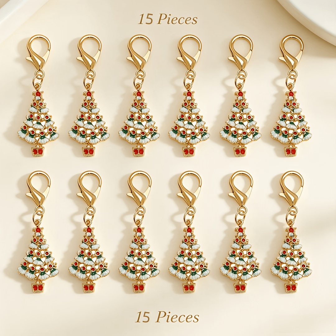 TEMU 15 Christmas Tree Keychains, Wallet Charms, Pendant Keychains, Christmas Gifts For Women, Christmas Tree Pattern