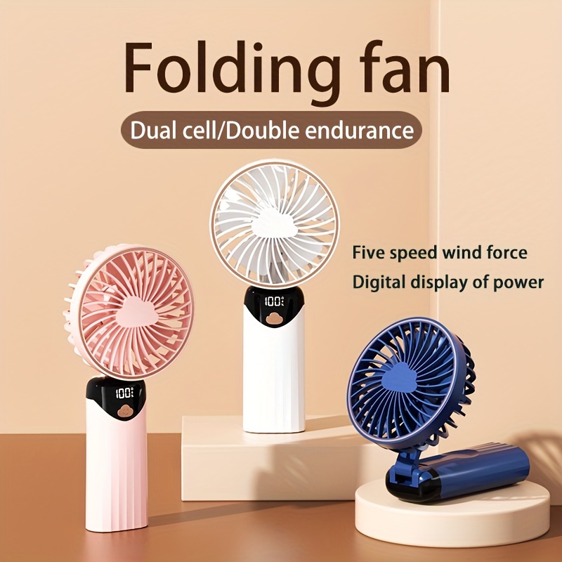 portable wearable fan with 5 speed cooling usb rechargeable ideal for   home use foldable multifunctional details 1