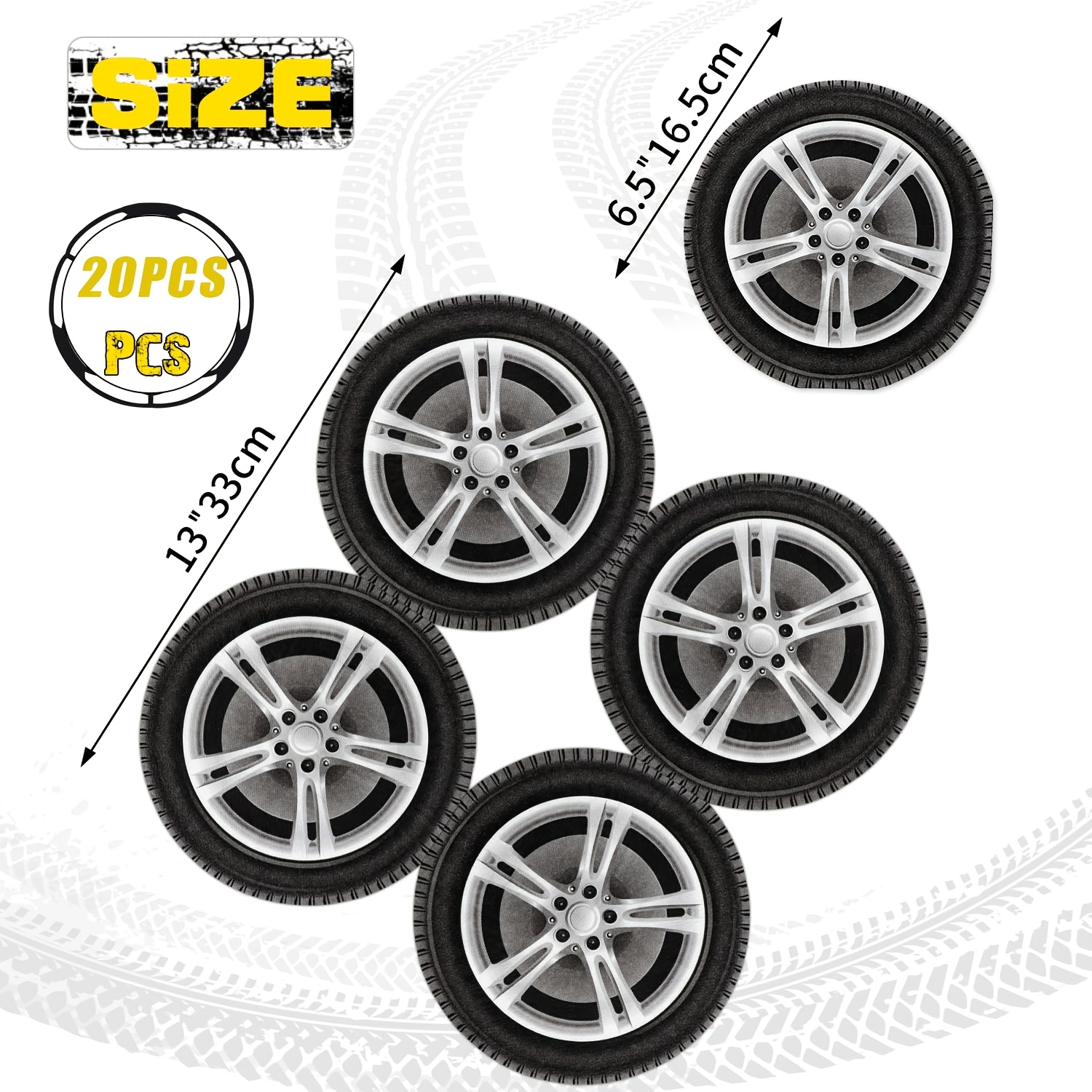 TEMU 20pcs Simulated Car Tire Shaped Party Napkins, 20-count, Cool Wheel Printed Tissues, Halloween Christmas New Year Adult Themed Party Banquet