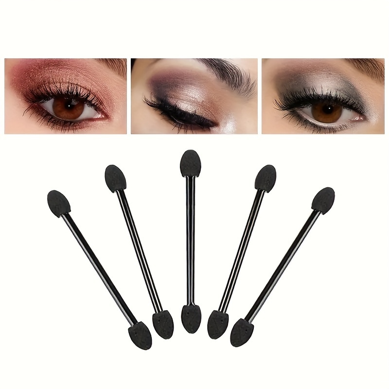 

5-piece Dual-ended Eyeshadow Brush Set - Silicone Bristles, Oval Applicator For All Skin Types, Fragrance-free Makeup Tools