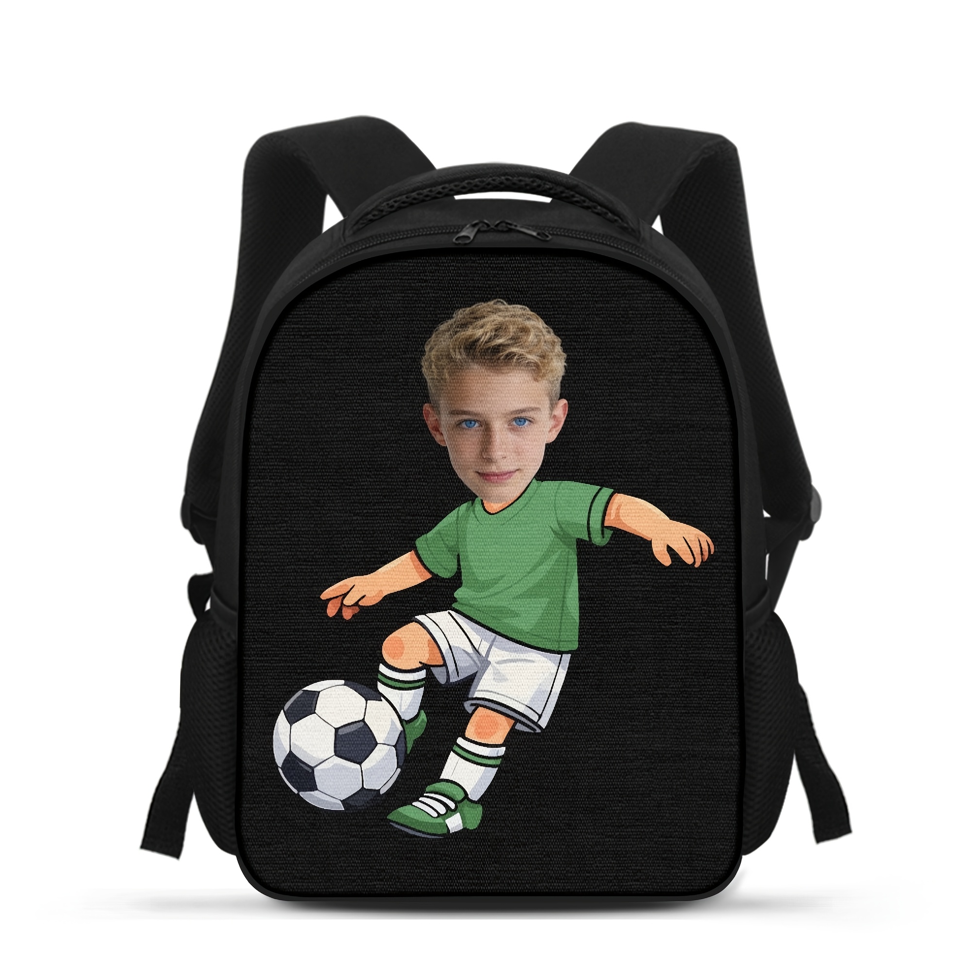 TEMU Sac à dos 1 pièce Binienty avec portrait de tête personnalisé - Sac d'école avec photo//nom/numéro, housse légère pour ordinateur portable