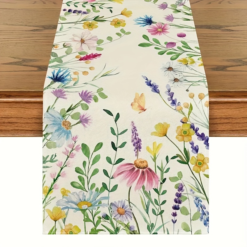 

1pc Seasonal Floral Polyester Table Runner - Perfect For Home, Kitchen, Outdoor Garden Parties & Restaurant Decor Floral Tablecloth