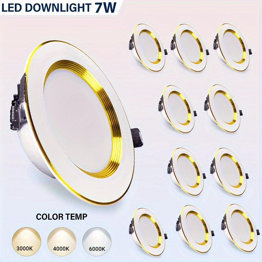 

10 Pack Ultra-thin Led Recessed Lighting (downlight) 4 Inch, 3000k/4000k/6000k Selectable, 7w 60w Eqv, Dimmable Downlight, 600lm High Brightness - Ul&