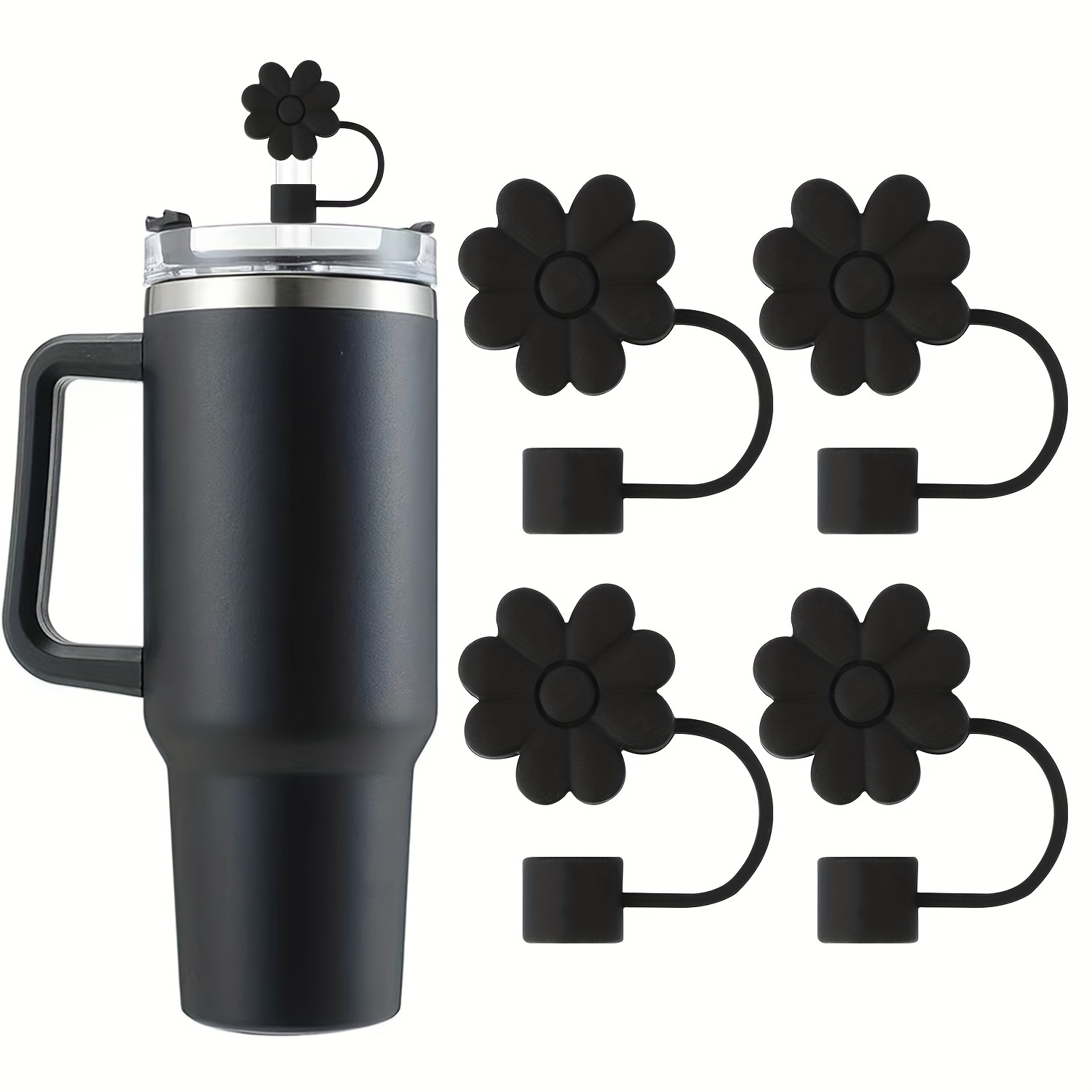 Flower Shaped Straw Cover Reusable Silicone Straw Stopper - Temu