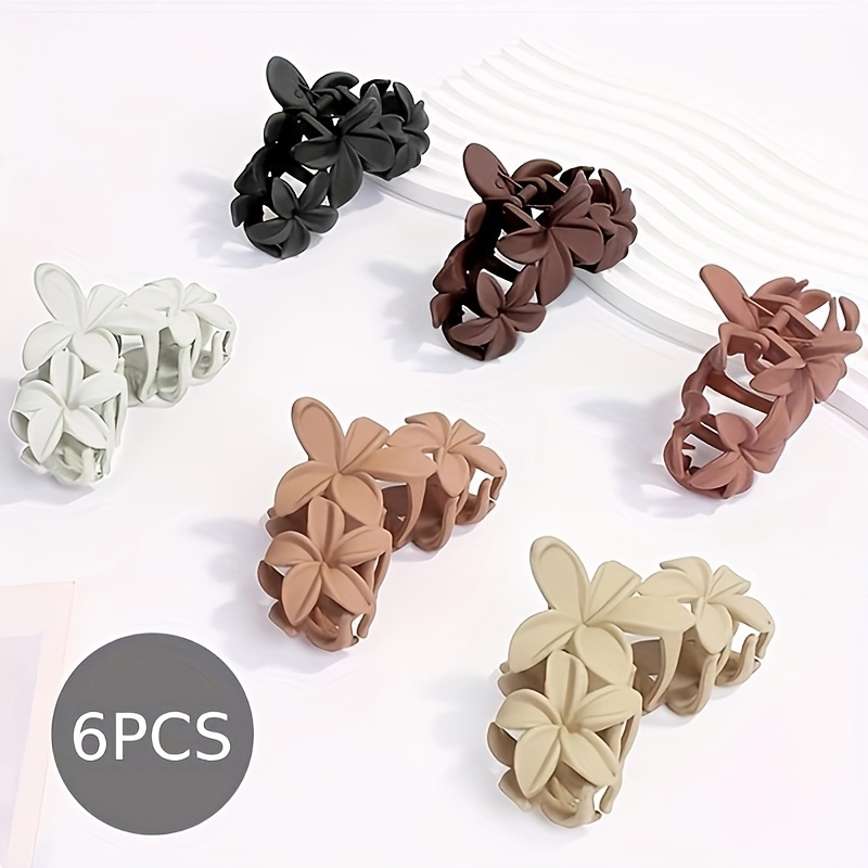 

6pcs Elegant Matte Flower Hair Clips For Women - Hawaiian Design, Assorted Colors, Ideal For Beach & Wedding - Plastic, Perfect Halloween & Christmas Gifts