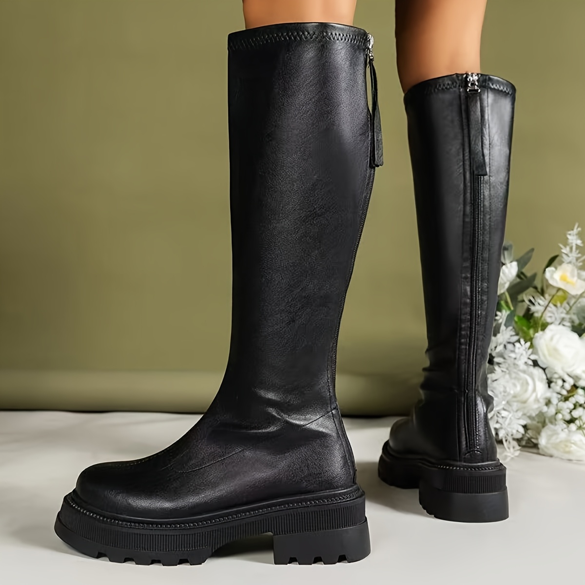 botas altas moda mujer en cremallera goma gruesa Temu Guatemala