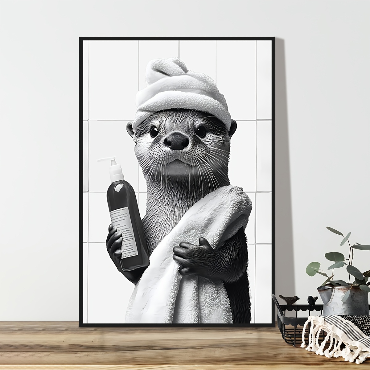 

Funny Otter Bathing Wall Art Poster, Cute Bathrobe Holding Toilet Paper, Canvas Print For Bathroom, Living Room, Bedroom - , Wall Poster, Bathroom, 2d, Room Decor