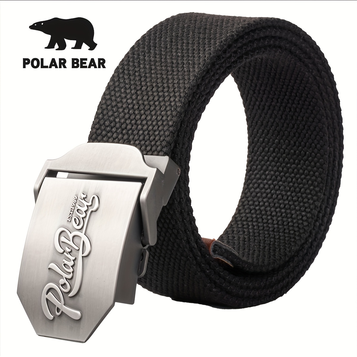 1 Men's Casual Canvas Belt With Alloy Pin - Fashion Webbing, Suitable For Training Belts And Outdoor Activities Polar Bear Unisex Automatic Multicolor Casual Retro Canvas Belt Jeans Belt