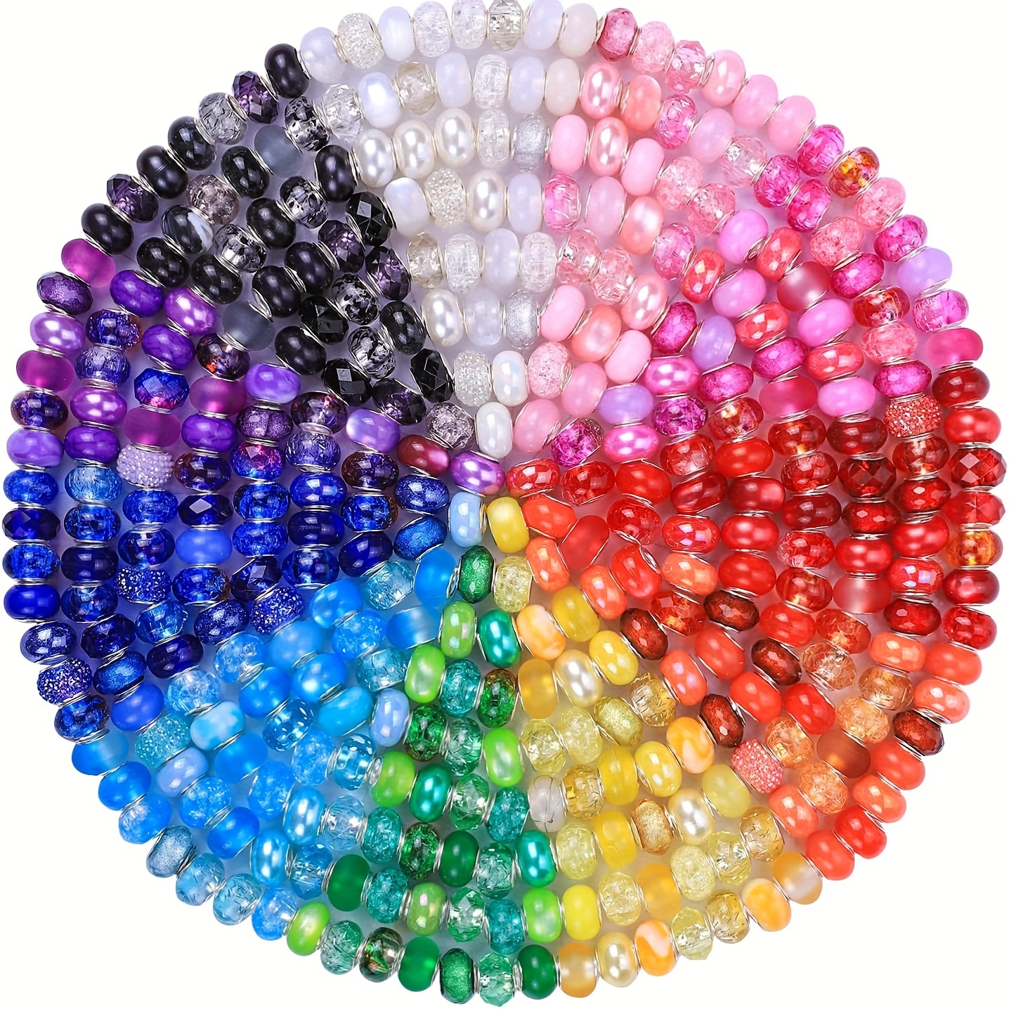 

100pcs Mixed Large Hole Spacer Beads With Rhinestones - Acrylic Fairy Wand Charms For Diy Bracelet & Jewelry Crafting