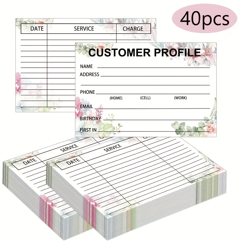 TEMU 40 Customer Information Cards, 6x4 Inches, With A Red And Green , Small Business Client Information Sheets, Stylist Cards, Customer Contact