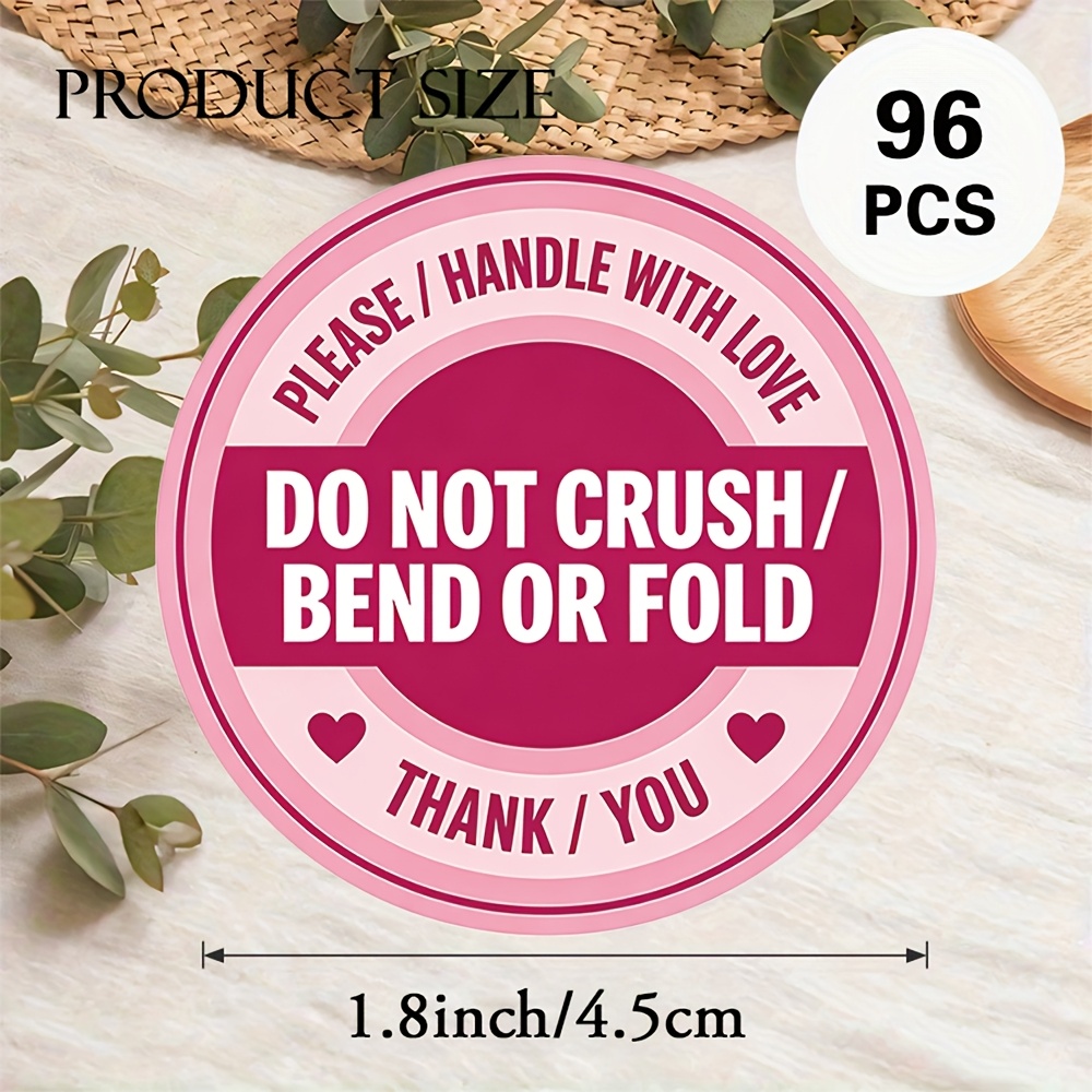 TEMU A Pack Of Shipping Warning Round Stickers, Approximately Pink Layered Circles With Text And Heart Accents, Bright Vintage Badge Design, Suitable