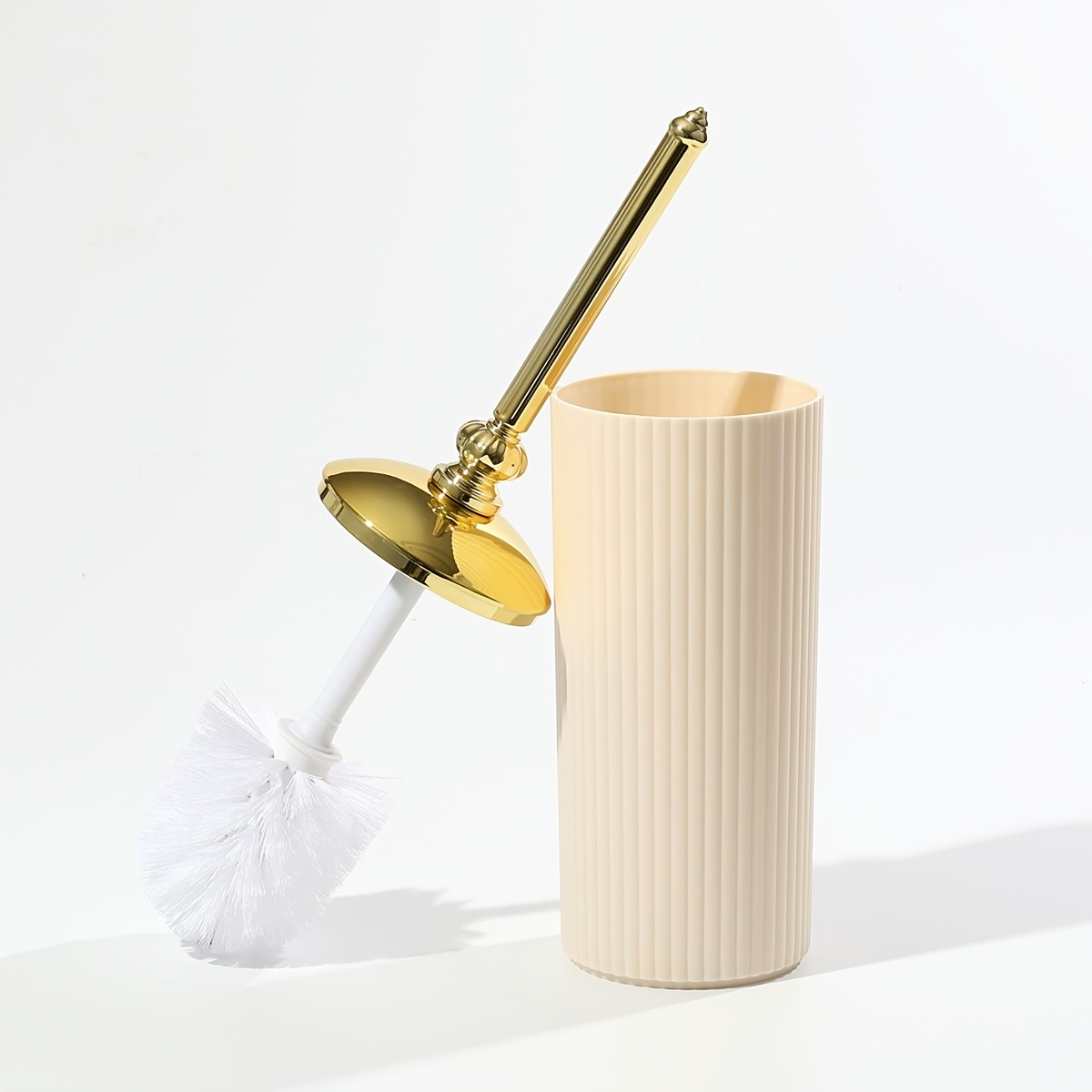 TEMU Juego de escobilla de baño de lujo con rayas verticales finas y cerdas densamente plantadas para una limpieza profunda de los espacios, vaso de