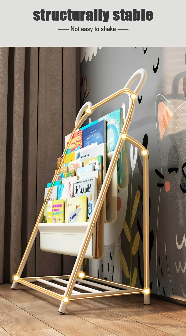 new   2025 unique bookshelf sturdy floor standing storage rack for book lovers   living room or bedroom magazine and decor display multifunctional organizer utility racks Product details 3