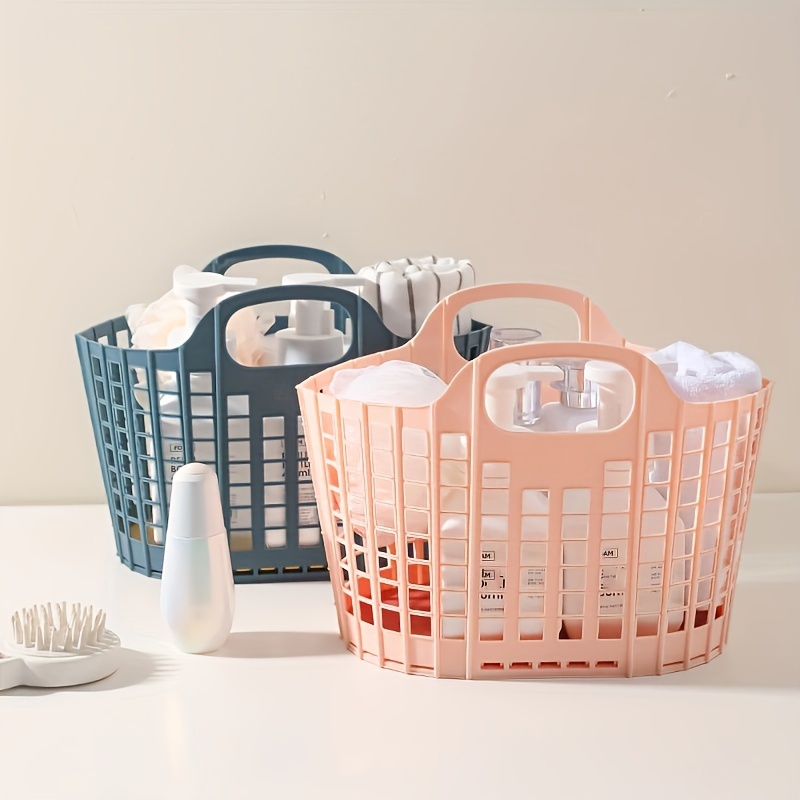 

1pc Household Multifunctional Bathroom, Bathroom, Hanging Gap Storage Basket, Kitchen Folding Dirty Clothes Basket With Handle, Hollowed Out Dirty Clothes Storage Basket