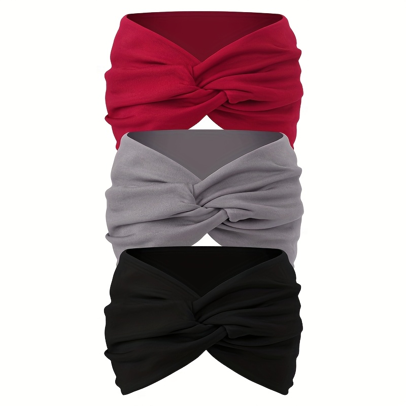 5 Fasce Larga Per Capelli In Cotone Antiscivolo - Morbida Ed Elastica - Assorbe Sudore - Colori: Nero, Marrone, Grigio, Beige, Rosa - 3