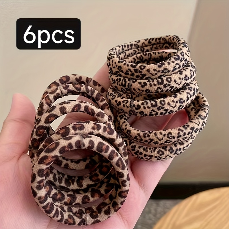 6pcs Set Of High-elastic Leopard Print Headbands - Retro Style Hair Ties, Suitable For Ponytails And Updos, Durable Single Headbands, For Women And