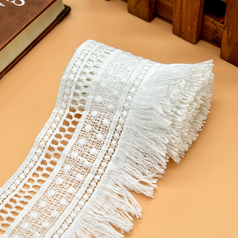 TEMU Dentelle Brodée Ajourée à Franges de de Long, 7 cm de Large, Accessoire de Vêtement, Sangle pour Vêtements, Chaussures, Chapeaux, Sacs et