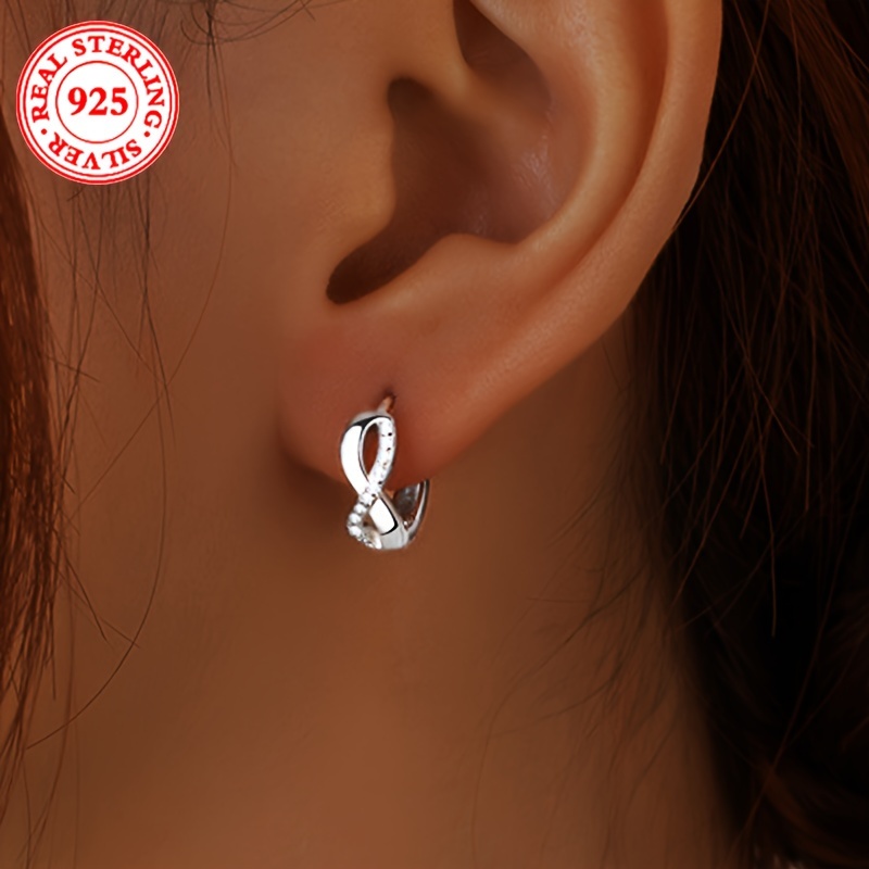 

1 Paire d'élégantes boucles d'oreilles en argent sterling S925 avec accents en strass, boucles d'oreilles tendance pour femmes, parfaites pour la fête des mères et la Saint-Valentin, style vacances