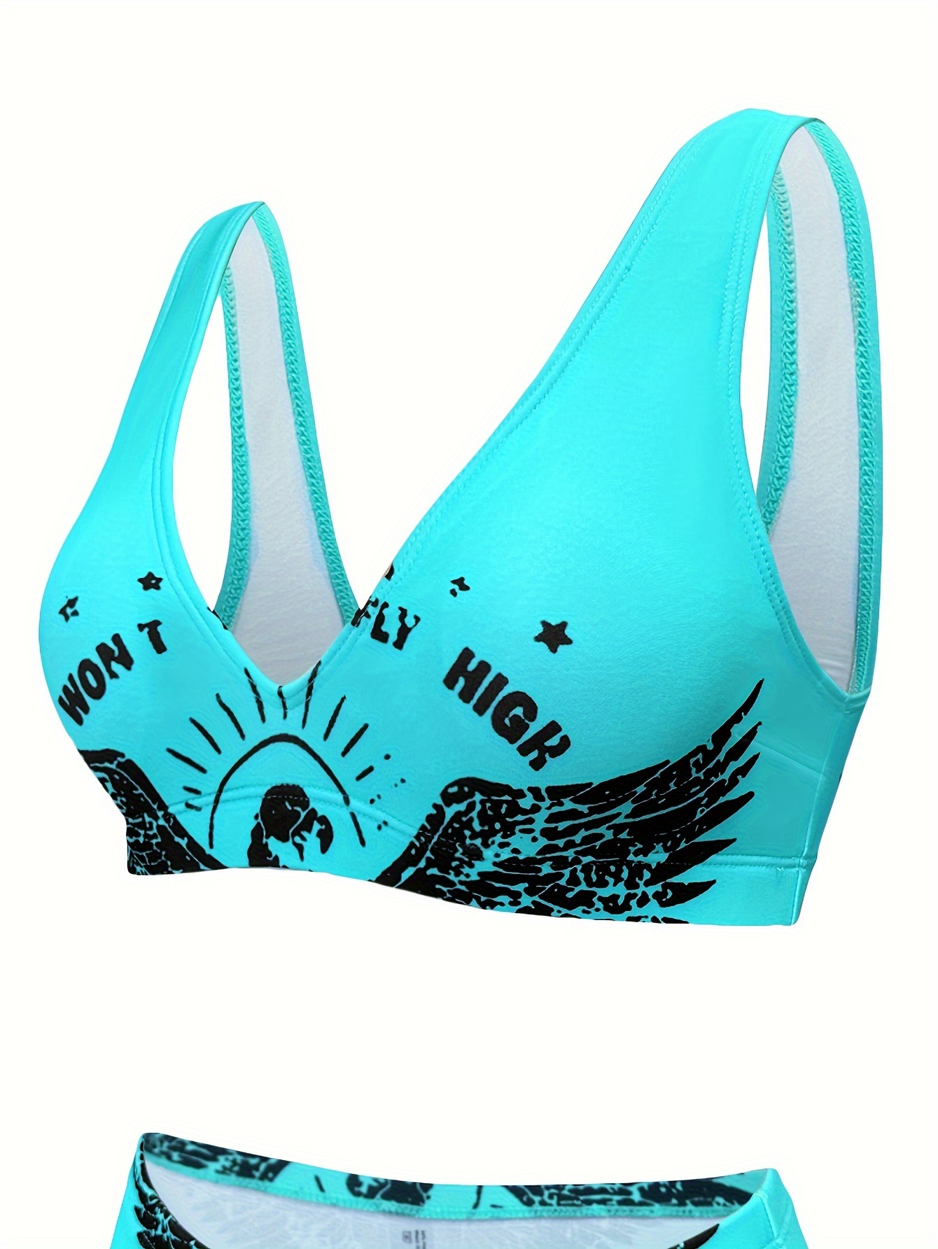 Factory Supply Fashionable Split Swimwear Women's Letter Print Two-Piece Bikini Beach Swimsuit