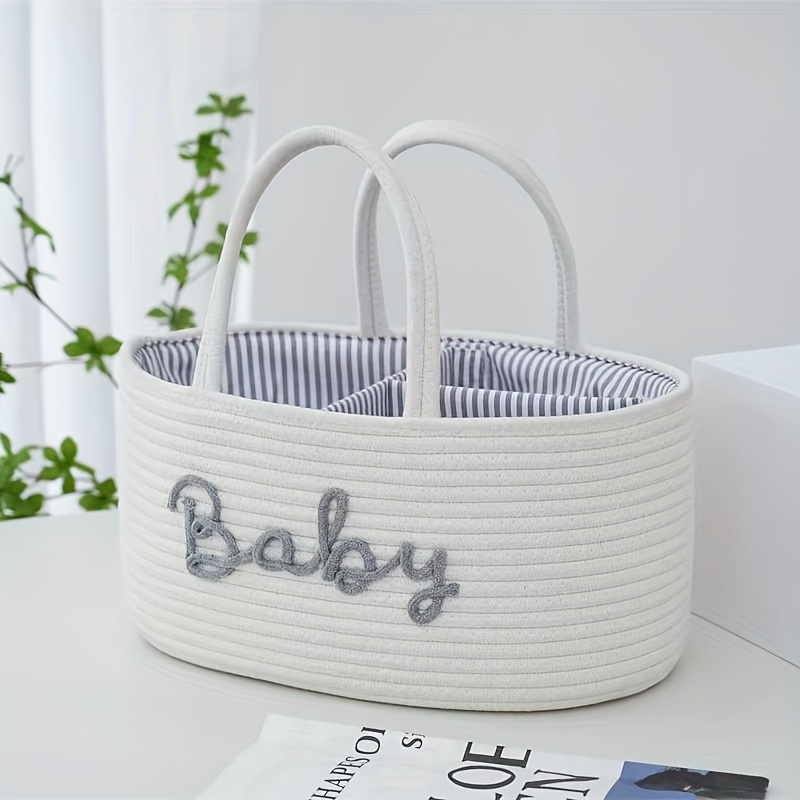 1pc Woven Storage Basket, Portable Storage Basket, Bottle Diaper Mother Bag, Tableware Organizer Basket For Bedroom, Kitchen, Bathroom Accessories Storage