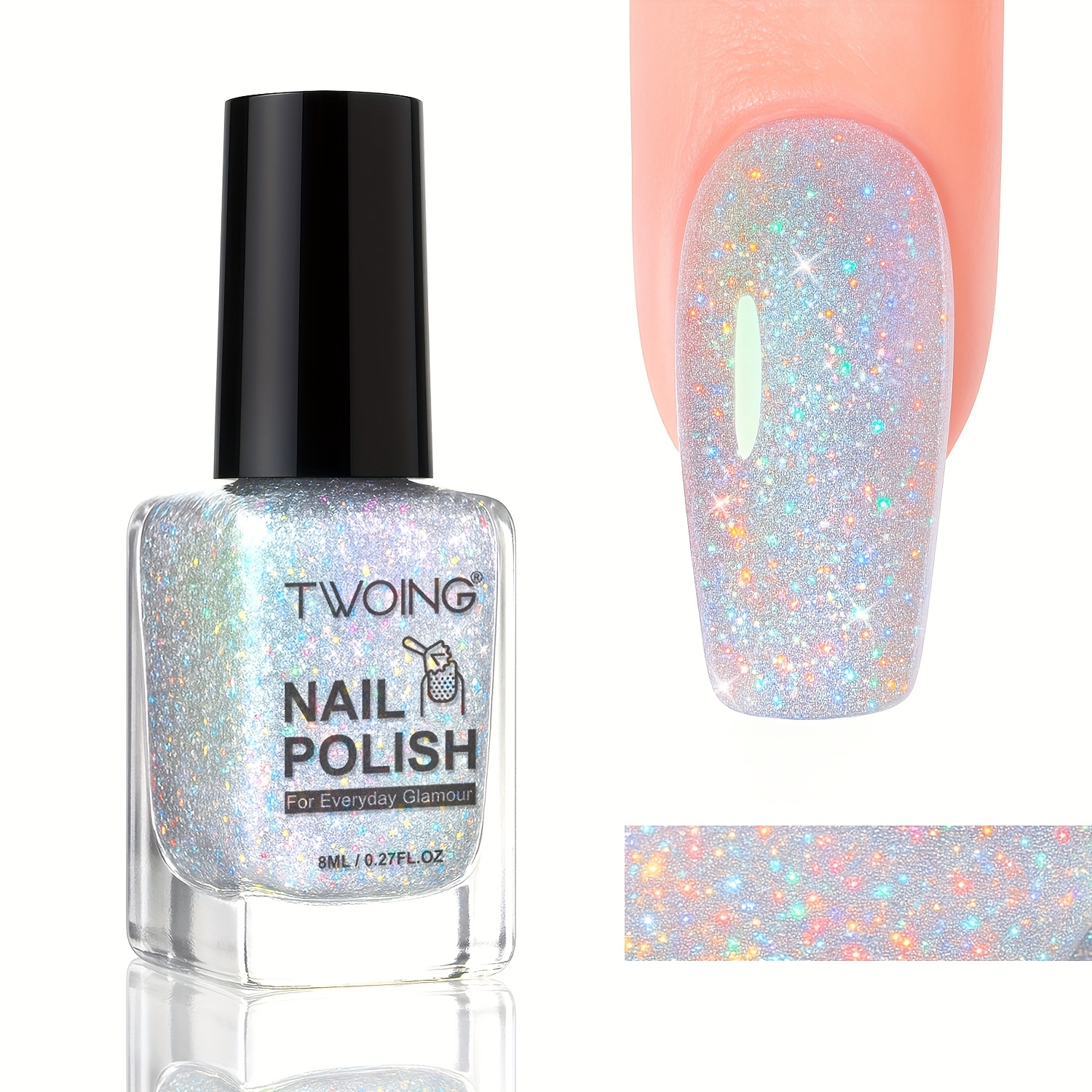 holographic nail polish silvery glitter nail polish air   8ml high glossy shiny nail oil based laser iridescent nail lacquer chrome   nail   manicure home