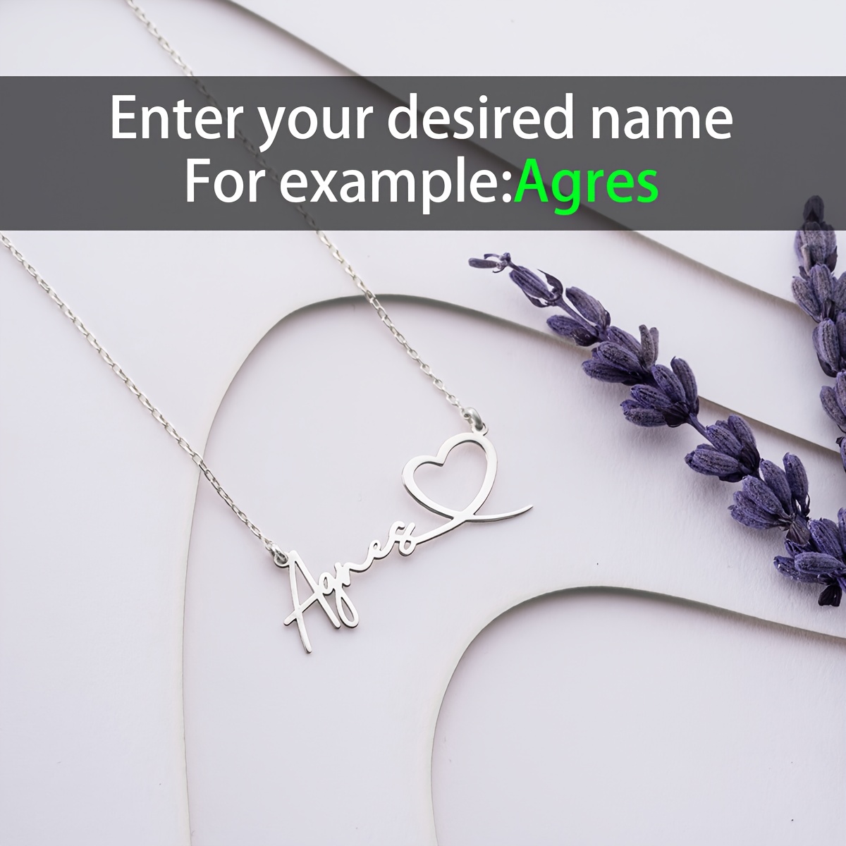 Personalized English Name Hollow Heart Pendant Necklace